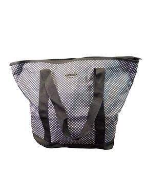 Prodigy Black White Checkered Zip Top Utility Tote Bag Travel Shopping Beach